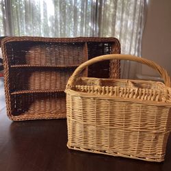 2 Wicker Cutlery Caddies + 2 free planter baskets