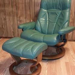 Ekornes Stressless Leather Large Recliner and Ottoman Made in  Norway