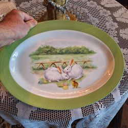 WILLIAMS SONOMA VINTAGE BUNNY PLATTER - LARGE
