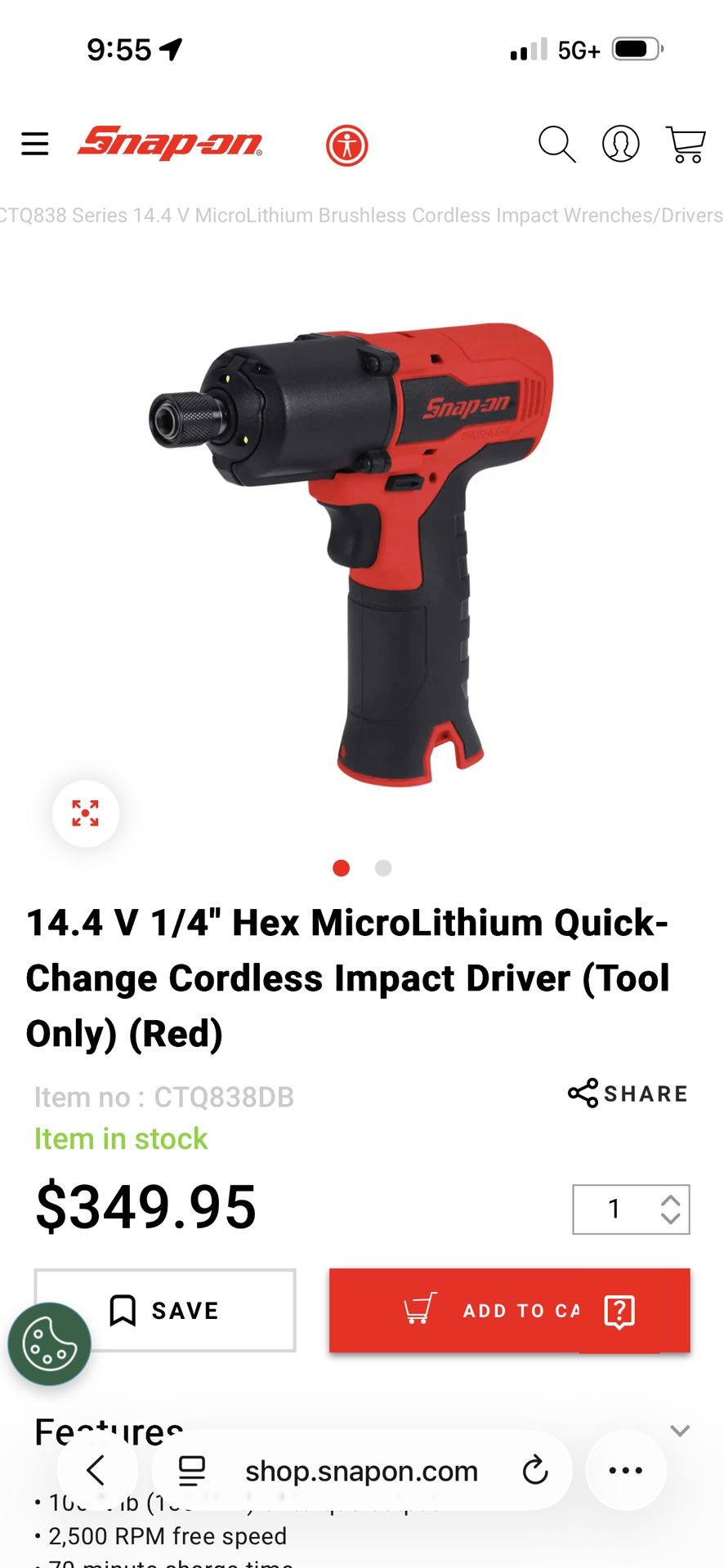 Snap On 1/4 Brushless Impact