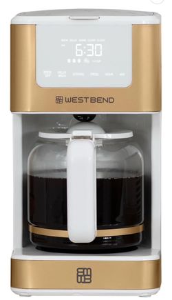 West Bend Timeless 12-Cup Programmable Coffee Maker with Brew Strength Selector for Hot and Iced Coffee, Includes 1-4 Cup Brew Option and Permanent Fi