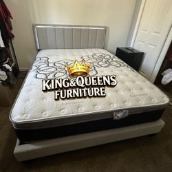 New Queen. Ed Frame With Mattress 