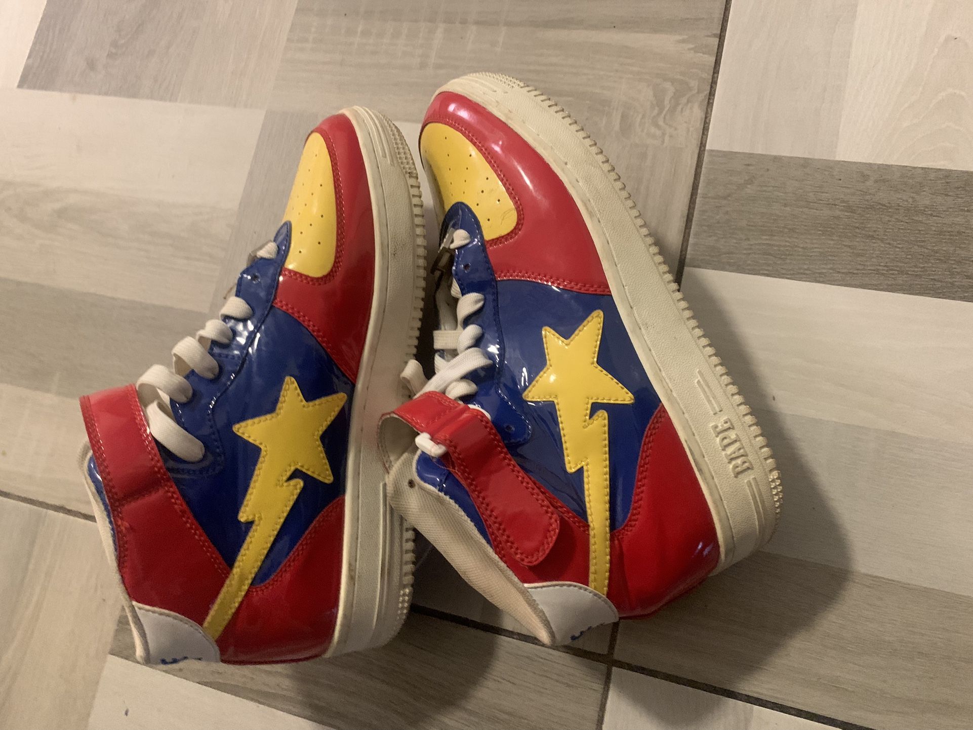 A Bathing Bape Sta Mid Red Yellow Blue Size 9.5
