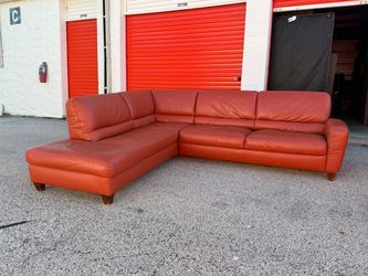 Italsofa Orange Leather Sectional – FREE Curbside Delivery