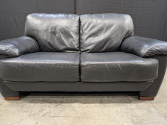 Modern Black Leather Two-Seater Sofa