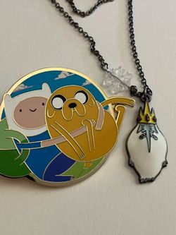 Adventure Time Pin + Ice King Charm Pendant Necklace - Cartoon Network Jewelry