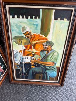 Framed Oil Painting Jazz Musicians