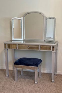 Pier 1 mirrored vanity and matching stool