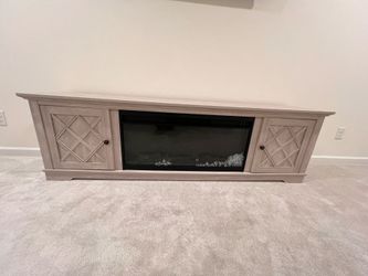 78 in. Farmhouse Freestanding Wooden Electric Fireplace TV Stand