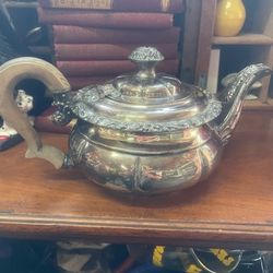 Antique Silver Silverplate Victorian Teapot 