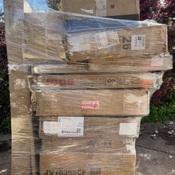 pallet of many boxes mixed return