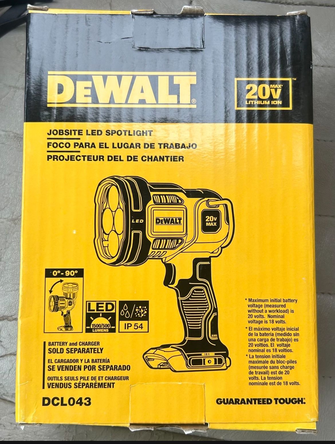 DeWalt 20V MAX 1500 lm Black/Yellow LED Jobsite Spotlight