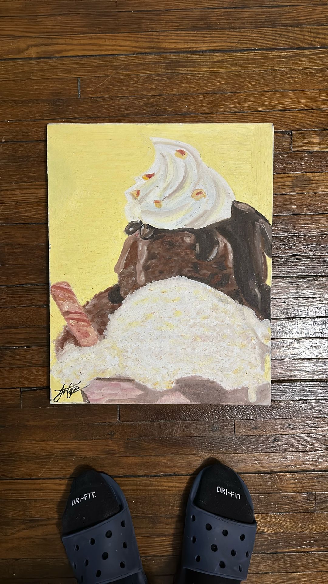 “Ice Cream Sundae” Original Canvas Art (Oil Paint)