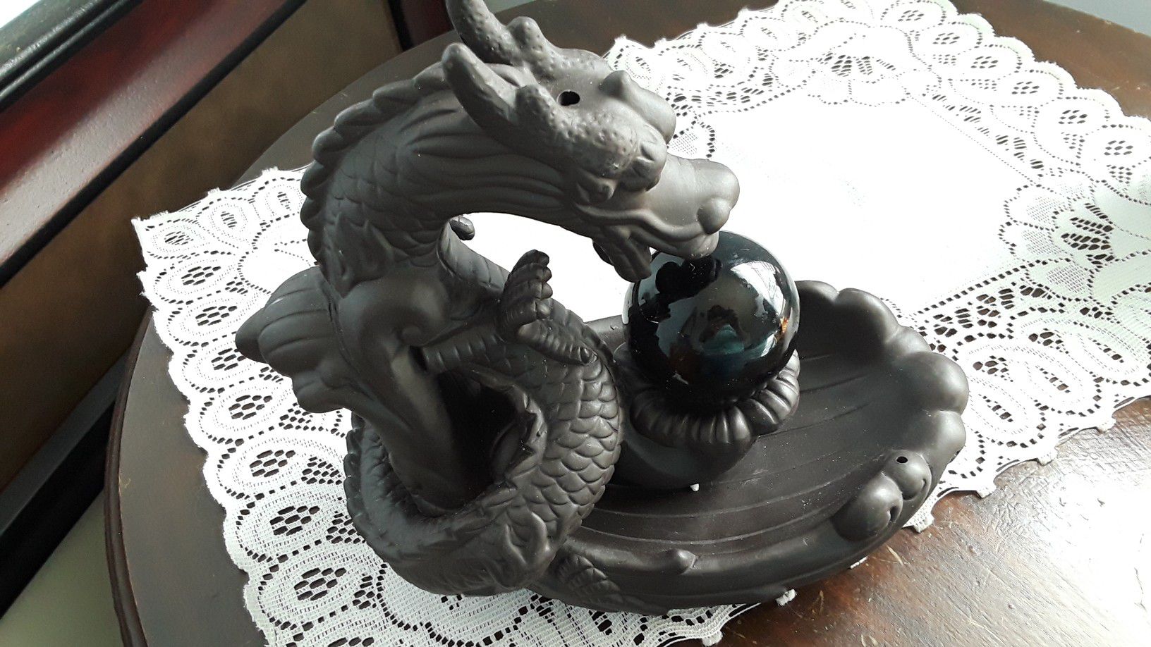 Ceramic Dragon and glass ball incense burner
