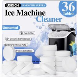 Ice Machine Cleaner Descaler Tablets-36Pack Ice Maker Cleaner Compatible with Frigidaire, Opal, GE Profile, Kitchenaid, Nickel Safe Scale Remover for 