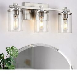 3 Light Bathroom Vanity Light , Brushed Nickel Vanity Lights Over Mirror,Brushed Nickel