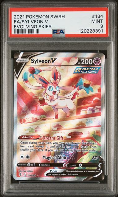 2021 POKEMON SWORD & SHIELD EVOLVING SKIES #184 FULL ART/SYLVEON V PSA 9