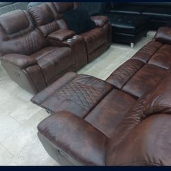 *June Sale Event!!!*---Bold Santiago Brown Leather Reclining Sofa/Loveseat Sets---Now $1099!!!---Delivery And Financing👌