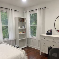 Two White Bookshelves 