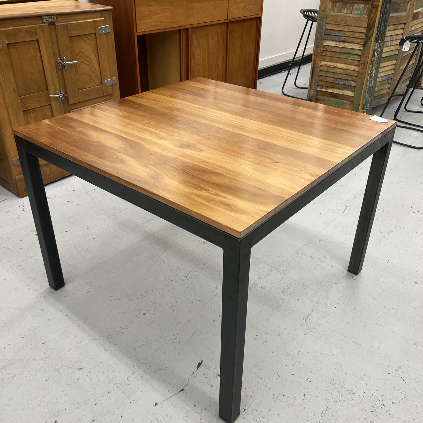 Square Top Wood and Metal Table