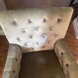 Silver/Olive Green Velvet Chair