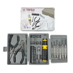New Pro Shop Tools 25pc Trifold Tool Set Screwdriver Pliers Driver Cutters