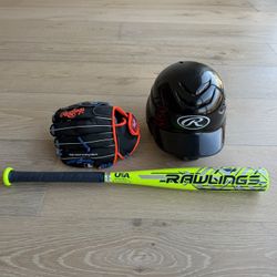 T ball Equipment Youth Rawlings Bat Helmet Baseball Glove