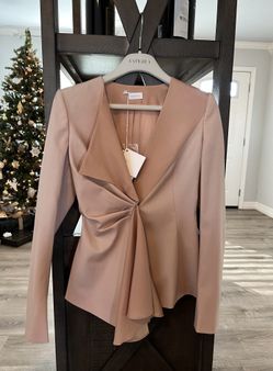 La Perla | Blush virgin wool asymmetrical flared jacket