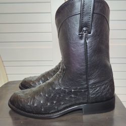 Cody James Black 1978 Carmen Full-Quill Ostrich Roper Boots Round Toe Size 9 D