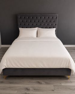 Suede Grey Queen Bed