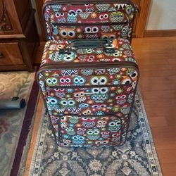 2 Piece Luggage Set Owl Design