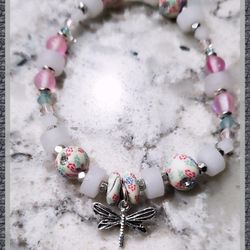 Dragonfly Charm Beaded Handmade Bracelet 