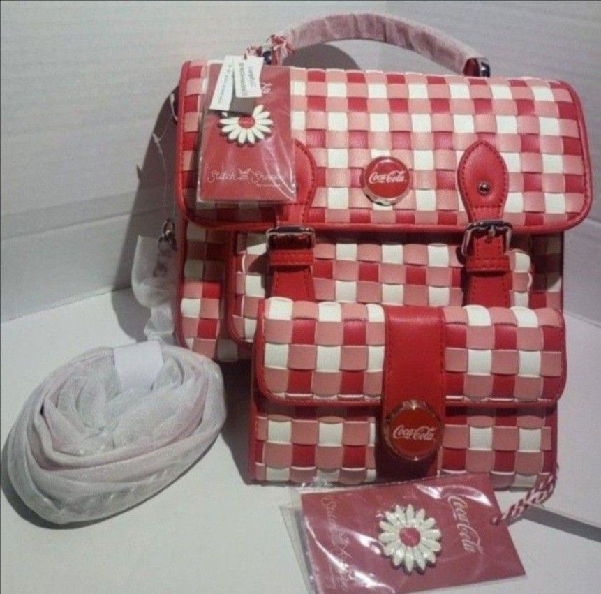 Loungefly Stitch Shoppe  Gingham Coca Cola Crossbody/purse With Wallet Included ((RARE WITH BOTH PINS )) NWT LEATHER