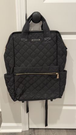 Joan And David Black Diamond Quilted Backpack W Mini Pouch