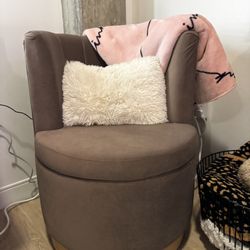 Brown Velvet Storage Accent Chair
