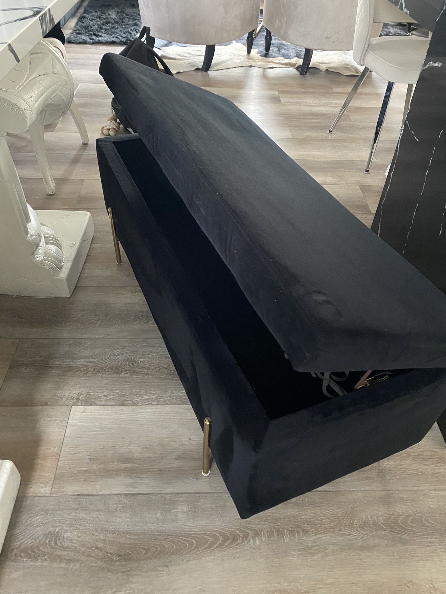 Black Velvet Ottoman/Bench 