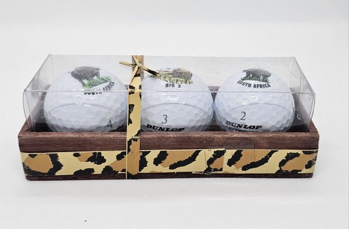 New Dunlop Big 5 Rhino Lion South Africa logo golf ball Set Of 3 Limited box
DUNLOP Steelcore 3 Golf Ball Pack South Africa Logo New collectible bi