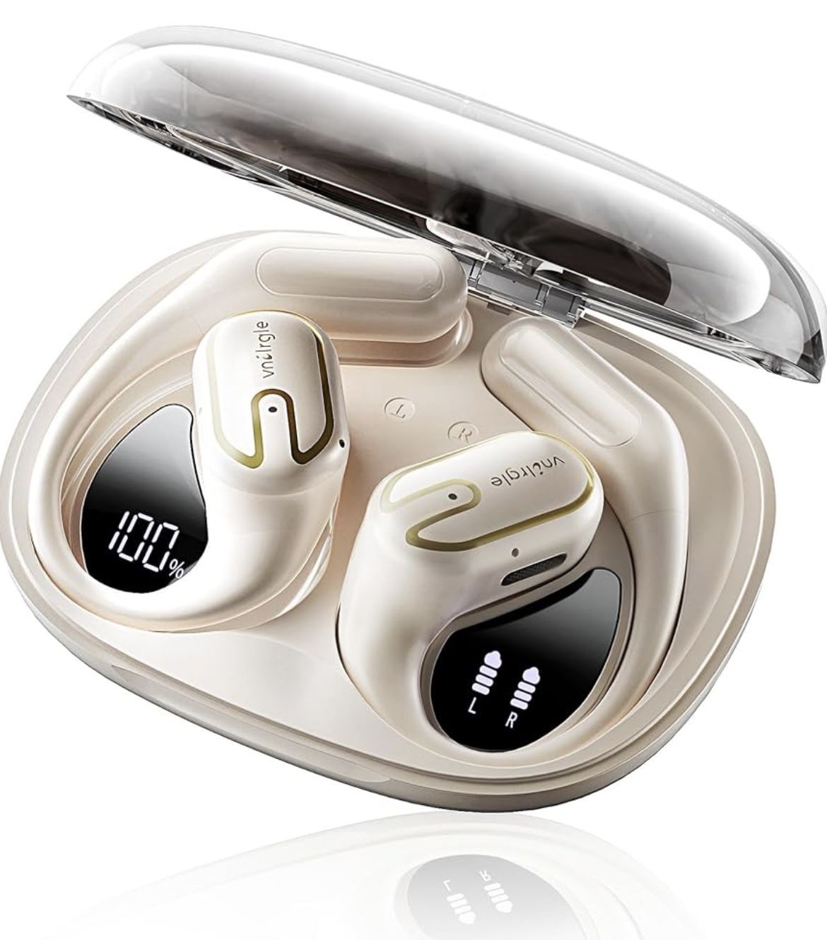 Open Ear Bluetooth Headphones Stereo Sound Clear Call Air-Conduction Wireless Charging Case LED Digital Display Ear Hook Wireless Earbuds with Microph
