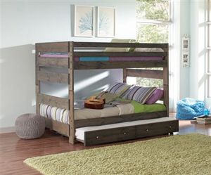 New! Wrangle Hill Full Over Full Bunk Bed with Pull out Trundle finished in Gunsmoke $39 Down (NO CREDIT CHECK FINANCING)
