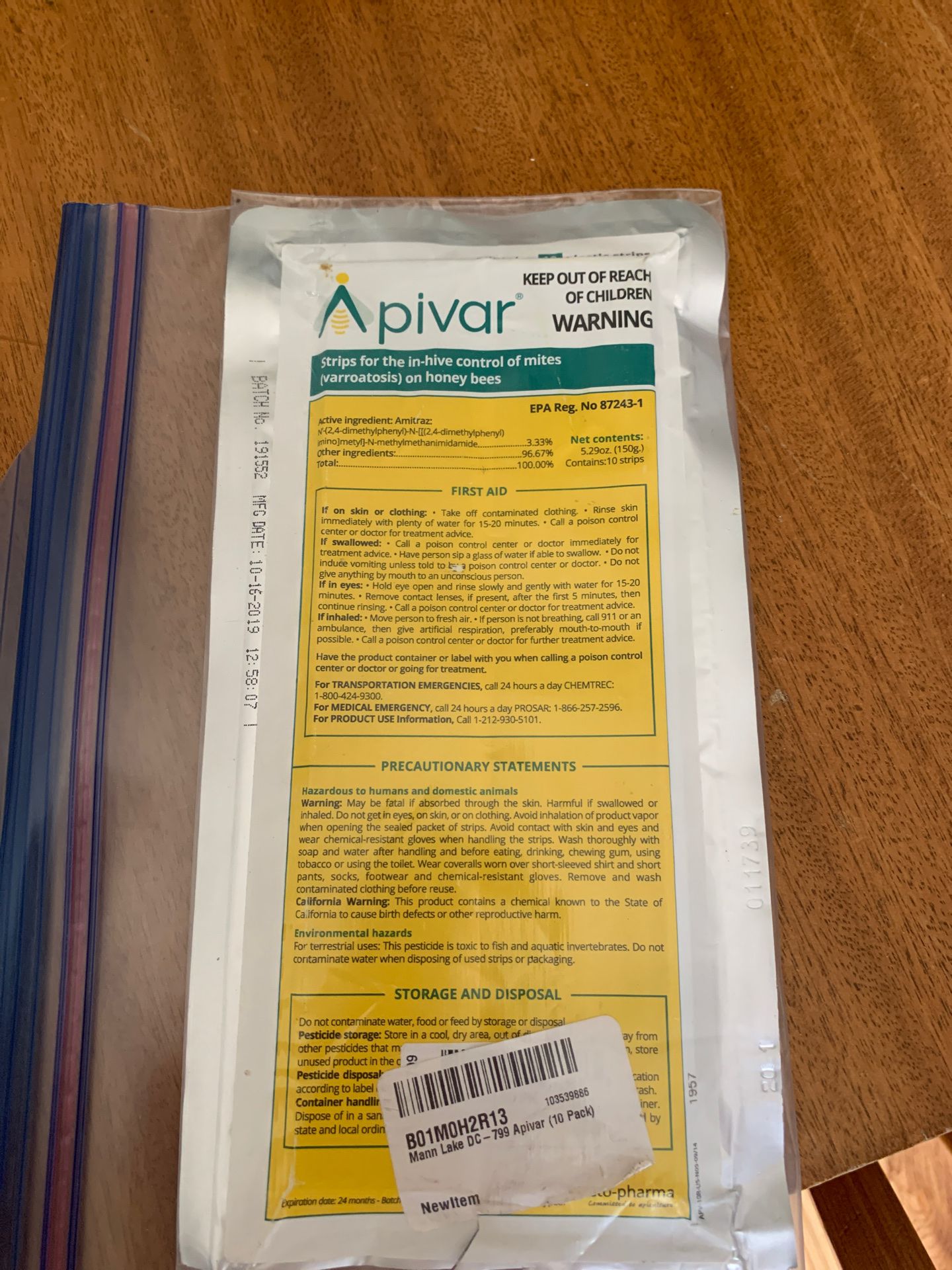 Apivar Mite Treatment for Bees