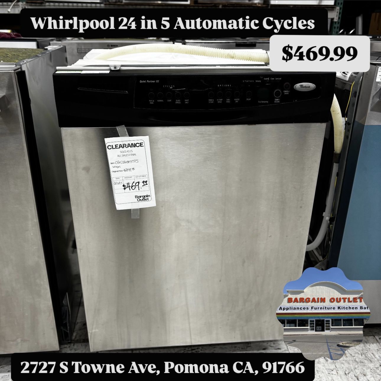 Whirlpool 24 In Dishwasher With 5 Automatic Cycles
