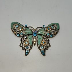 Avon Vintage Beautiful Butterfly Pin Rhinestone Enamel Brooch