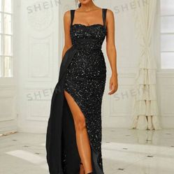 Black Sequins Dress 