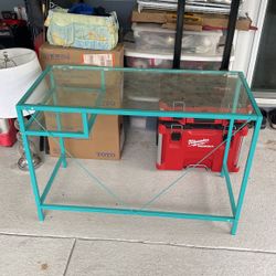 Teal Glass Top Desk