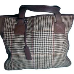VINTAGE Lauren Ralph Lauren Large Heritage Tote - Brown Houndstooth & Suede