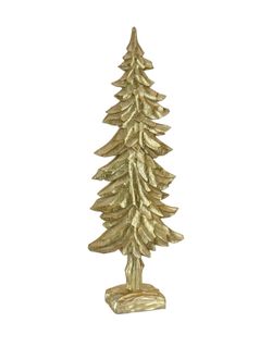 HGTV Home Collection Christmas Tree Decoration, Gold, Carved Wooden Design, Winter Collection, 32 Inches