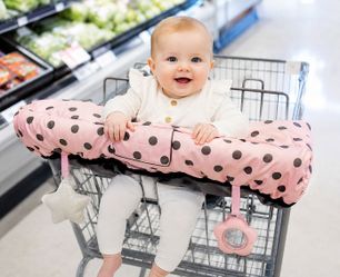 DODO NICI Baby Shopping Cart & High Chair Cover Pink Polka Dot Reversible Padded