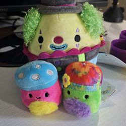 squishmallow blacklight squad clown and mushrooms