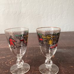 VINTAGE LIBBEY TREASURE ISLAND PIRATE GLASSES SET OF TWO - 4oz