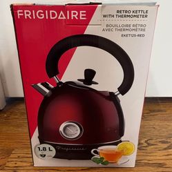 NEW!  Frigidaire Retro Kettle / Teapot with Thermometer - Red